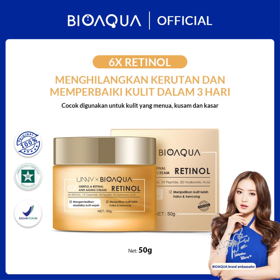 ✨ AKU MURAH ✨ BIOAQUA 6X Gentle-A Retinol Cream Anti Aging Pelembab Wajah 50g