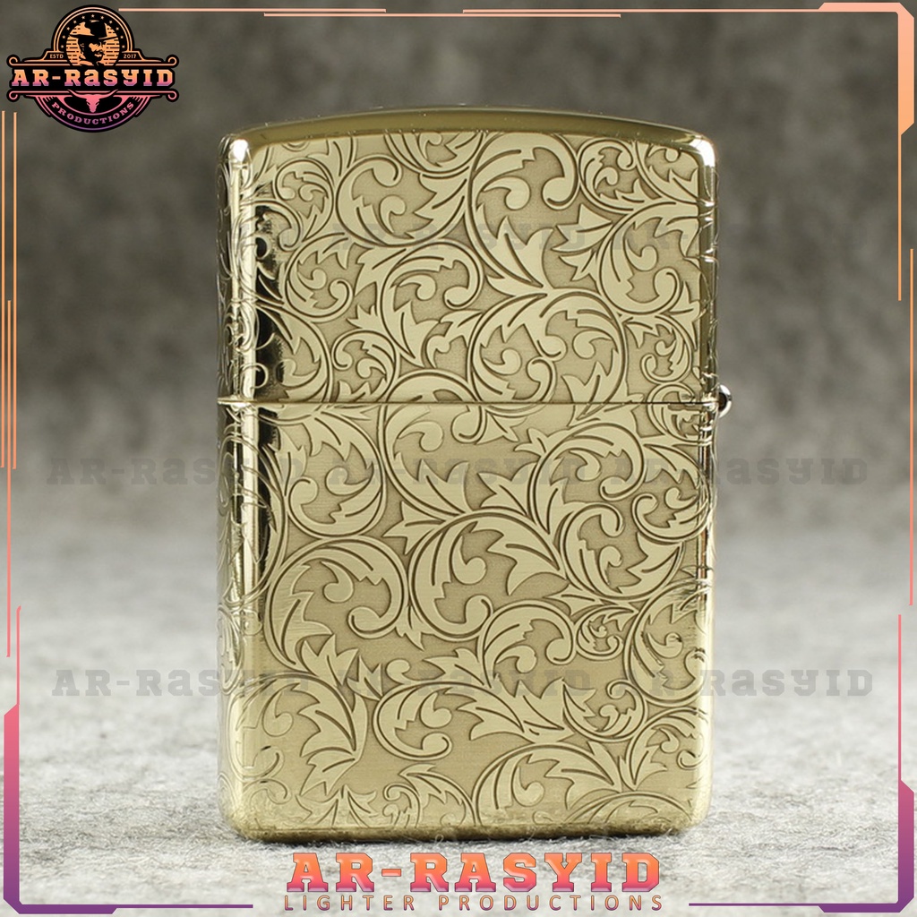 BISA COD! Korek Api Minyak Zippo Gold Motif Batik Ukir 3845-44