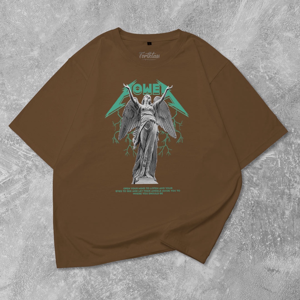 Fortglass Angel Power Kaos Oversize T-Shirt Cowok Premium