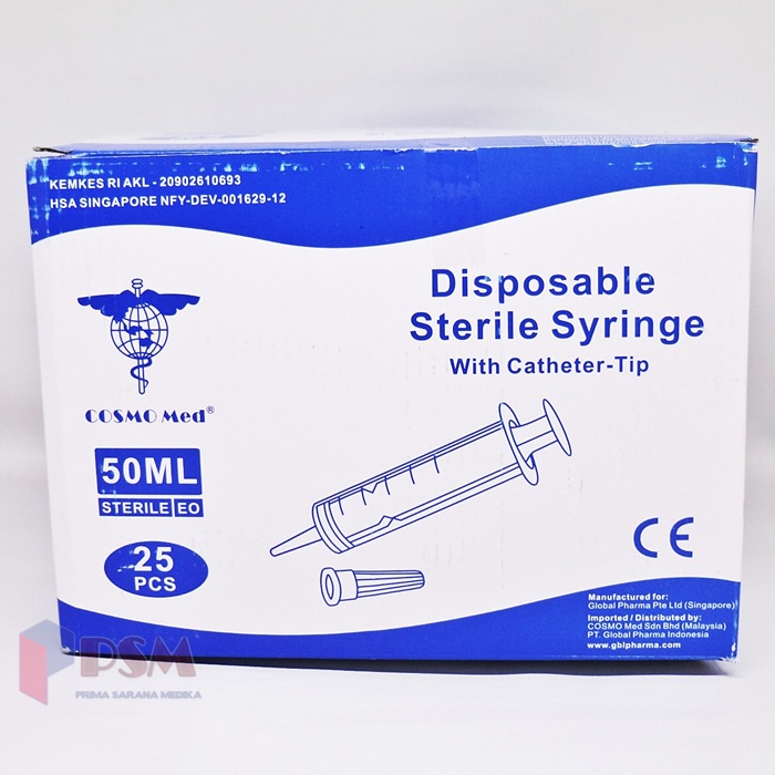 COSMOMED Disposable Feeding Syringe 50cc Catheter Tip / Sonde 50ml