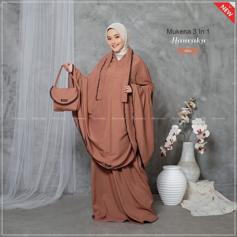 Mukena Dewasa 3 in 1 Katun Mikro premium Free Tas by Hauraku