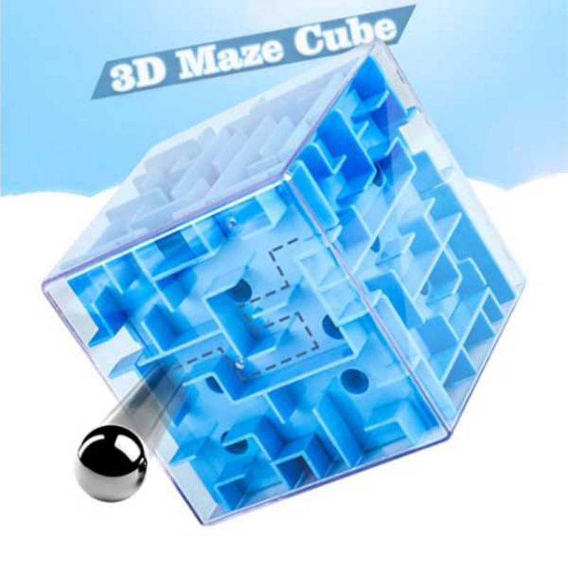 UainCube 3D Maze Labyrinth Speed Puzzle Cube - 6173 Biru Mainan Anak Edukasi Melatih Kecerdasan Otak dan daya ingat bisa untuk Kado Hadiah present