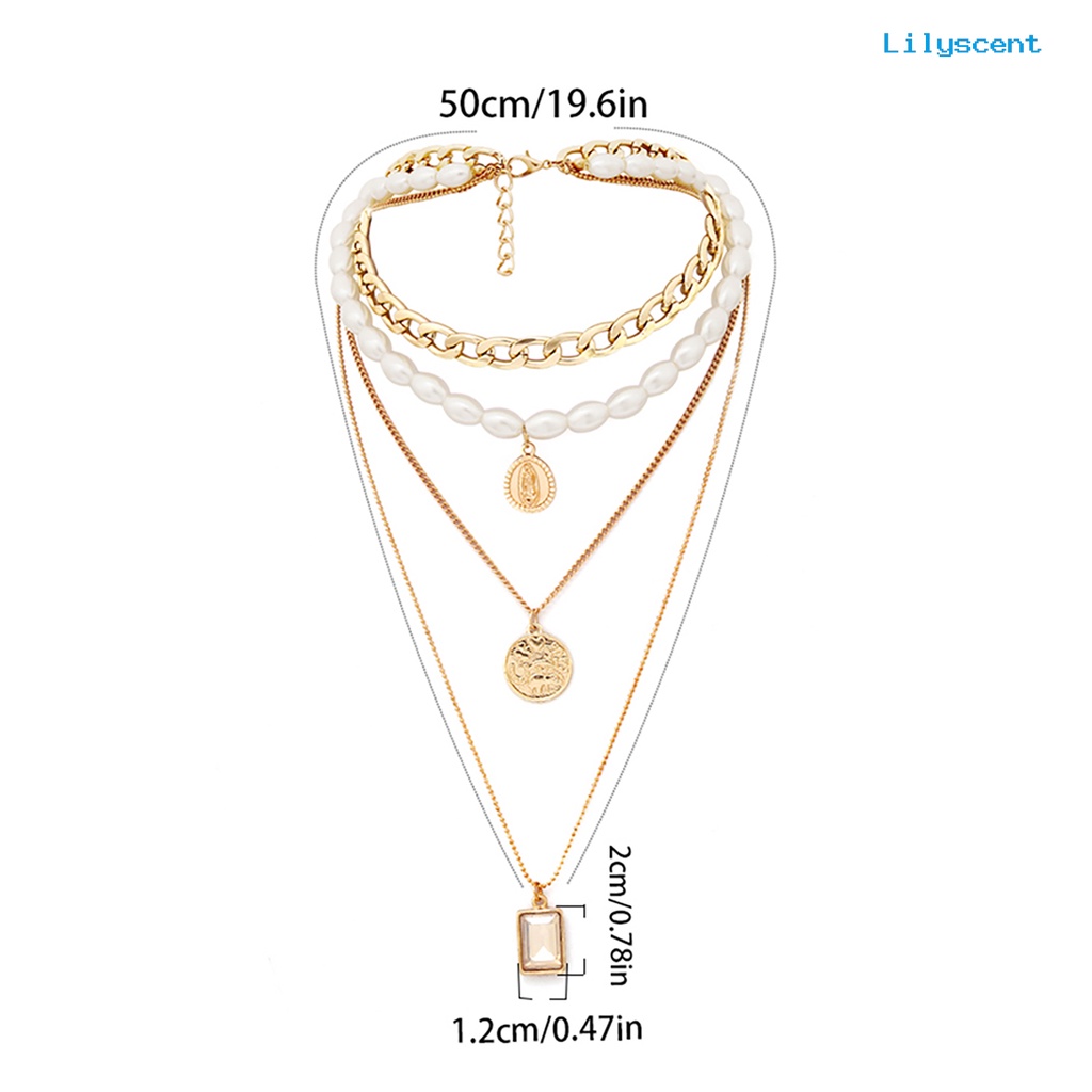 [LS] Liontin Vintage Kalung Multilayer Dekorasi Perhiasan Eye-catching Untuk Club