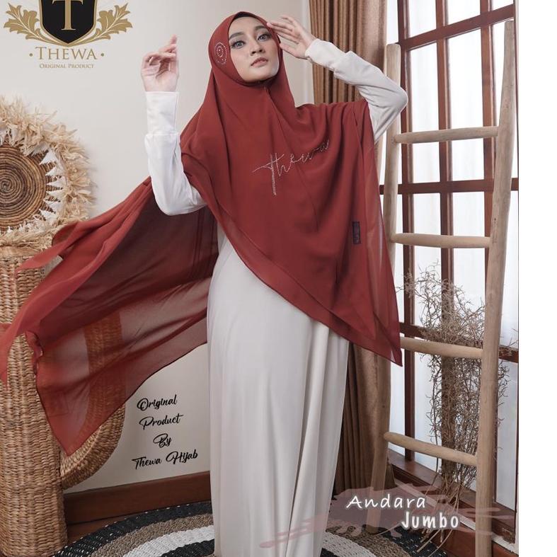 Restock Kerudung/khimar/hijab “ANDARA ” Jumbo Lancip BINTANG 2 layer ORIGINAL THEWA