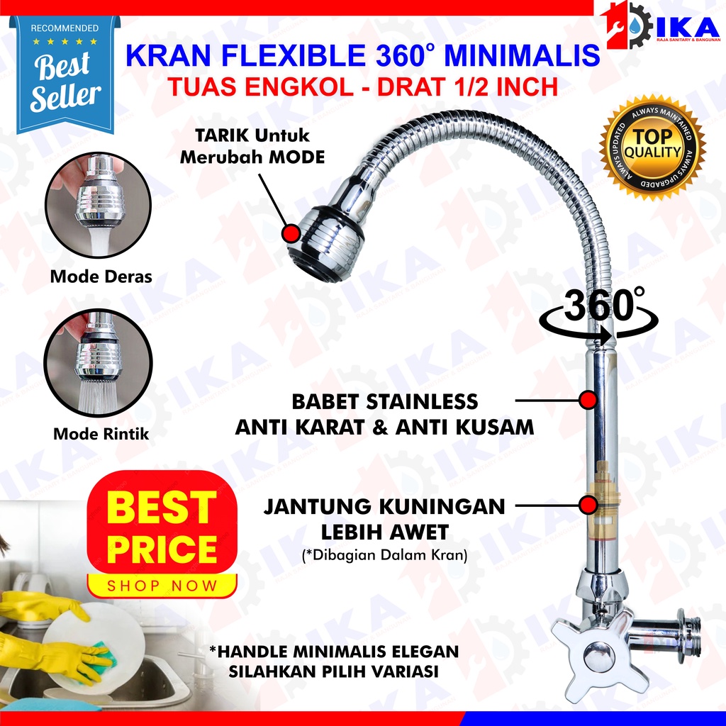 - Kran Angsa Dapur Fleksibel / Flexible - 1/2 Inch - High Quality Kran Angsa Fleksibel - Kran Cuci Piring - Keran Dapur Leher Angsa Flexibel Lentur Bagus Murah  Kran Angsa Fleksibel 360 Derajat