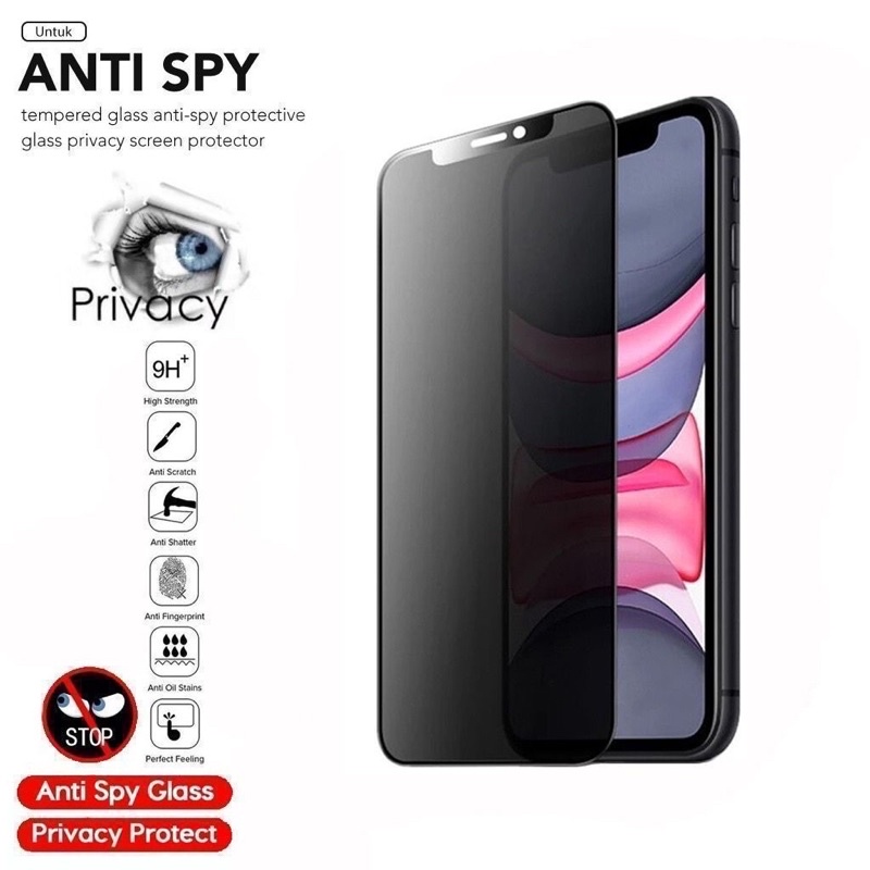 Tempered Glass Anti Spy High Quality Apple IPhone 6G 6 6+ 6S 6S+ 7 7+ 8 8+ X XR XS MAX 11 12 13 14 14+ 15 15+ 16 16+ PRO MAX MINI SE 2020 2021 2022 Anti Gores Privacy Kaca Full List