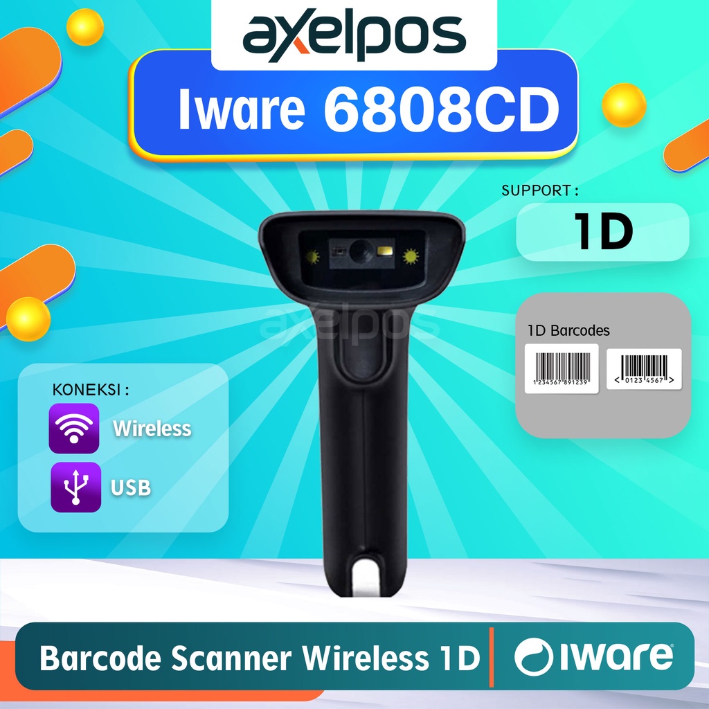 Barcode Scanner Usb Wireless 1D Iware 6808CD