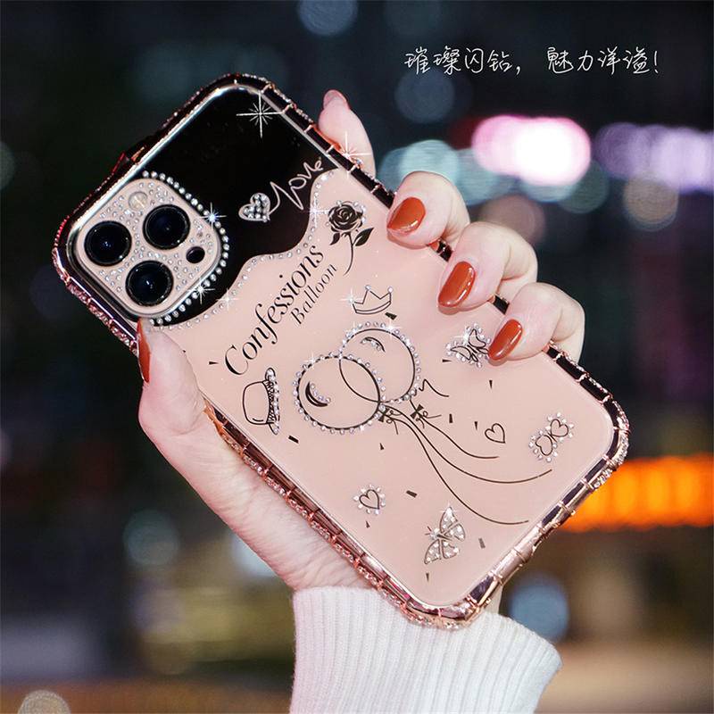 IPHONE Casing Bumper Bahan Metal Shockproof Untuk Iphone14 13 12 11 Pro Max Plus Case Glitter Berlian Imitasi Diamond Cover Untuk Iphone12Mini iPhone14Plus Case