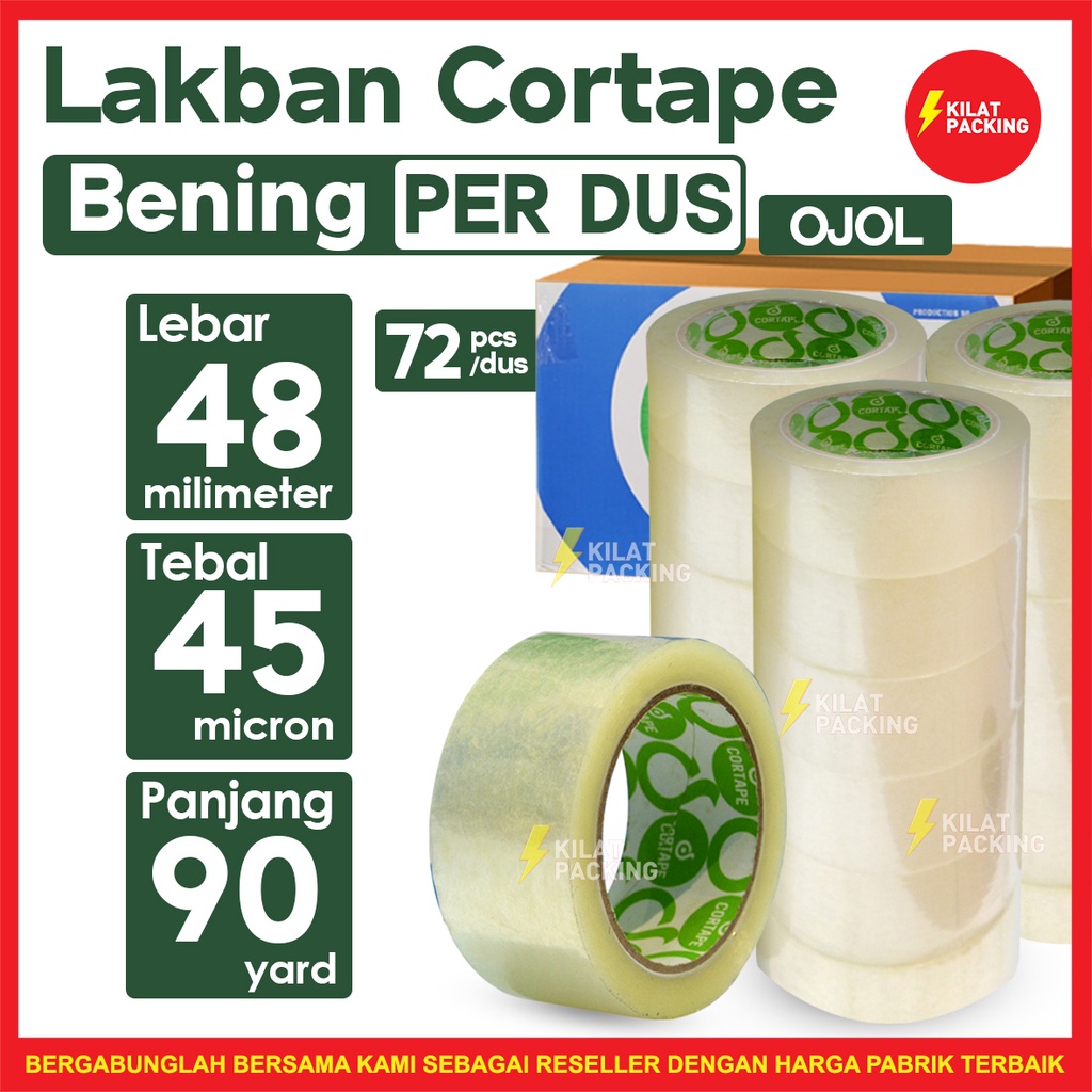 

Lakban Cortape Bening 48 mm x 90 yard 1 Dus-GRAB/GOJEK