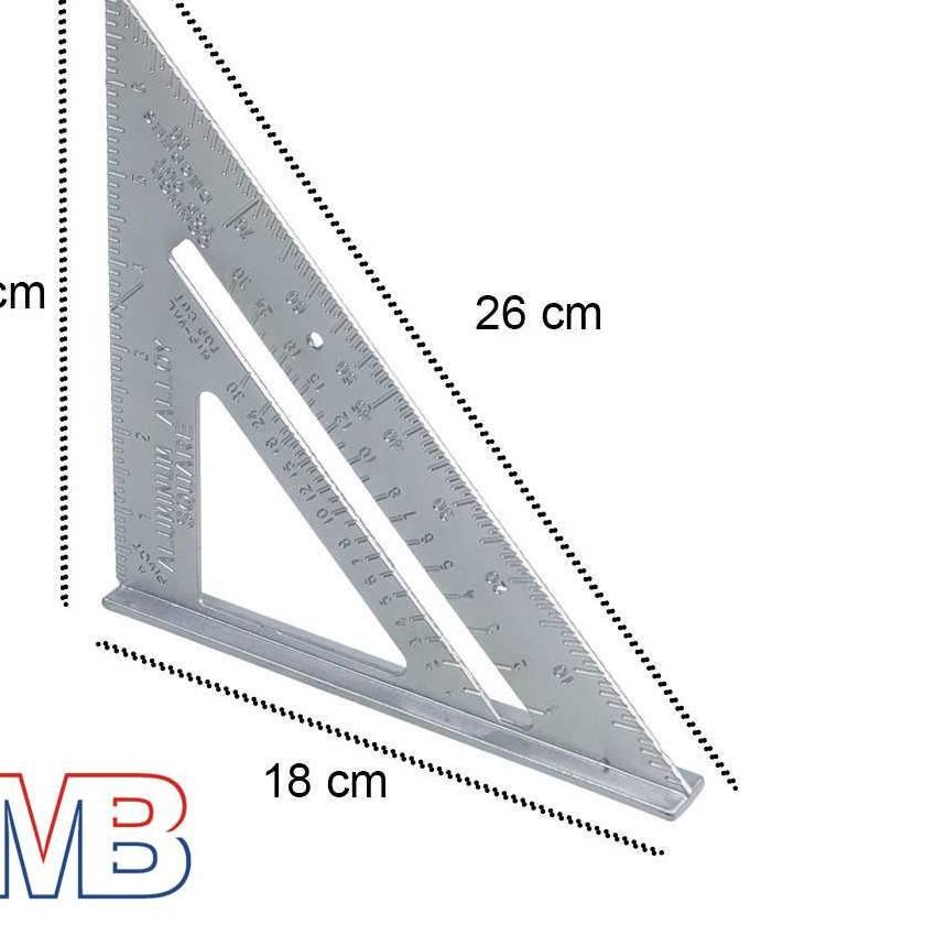 

DAPATKAN SEGERA N22 GRAY Taffware Triangle Penggaris Siku Mistar Ruler Aluminium - VK18,,