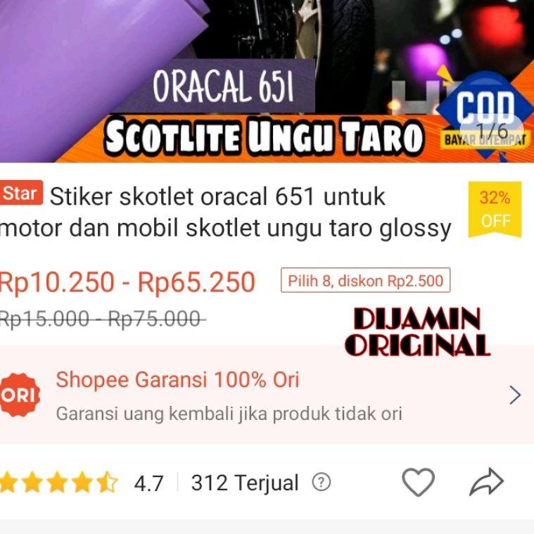 [Seri][K96Z]-☎) Stiker skotlet oracal 651 untuk motor dan mobil skotlet ungu taro glossy scotlite mo