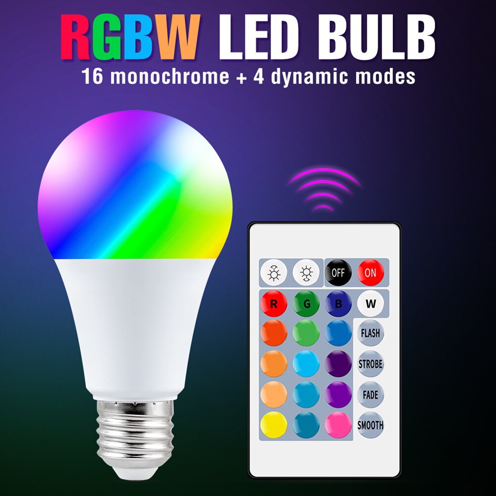 TaffLED LAMPU BOHLAM RGB 10 W BOHLAM LAMPU RGB WARNA WARNI DENGAN REMOTE CONTROL E27 10 W