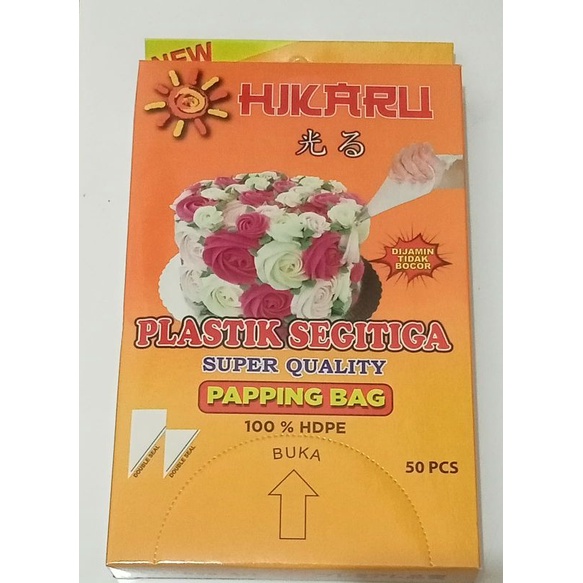 PLASTIK SEGITIGA  HIKARU ISI 50 Pcs / PLASTIK BUTTER CREAM  Berkualitas.