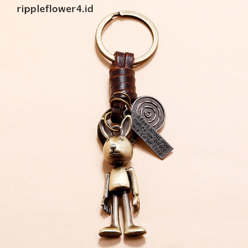 {rippleflower4.id} Vintage Ukiran Bronze Robot Ransel Mobil Gantungan Kunci Aksesoris Fashion Hadiah~