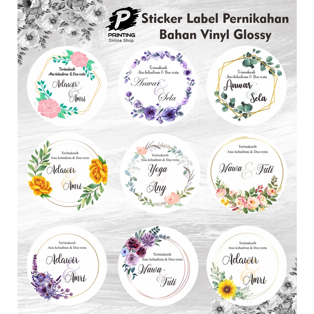 Stiker Pernikahan Bulat Custom/Stiker Wedding Bulat / Stiker Souvenir Pernikahan Custom  Bisa COD