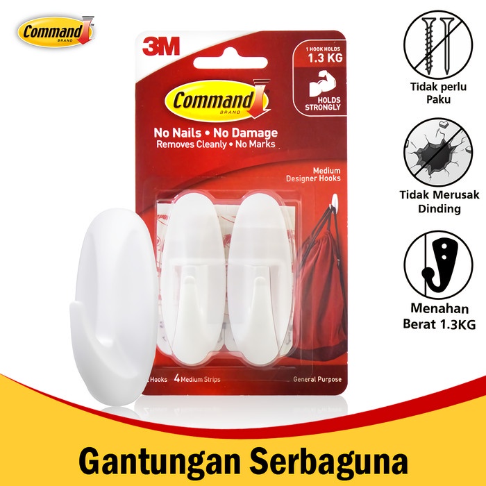 

✨NEW✨ - Gantungan Serba Guna 3M Medium Sedang Designer Hook 17081 Command