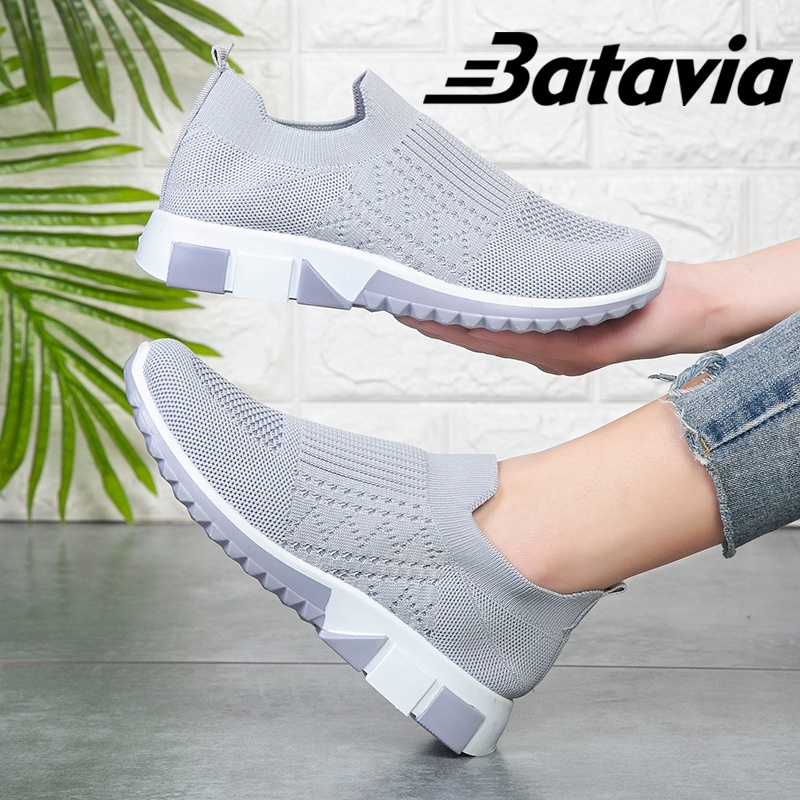 (COD)Batavia Fashion Shoes baru sepatu  wanita olahraga rajut premium bernapas A21