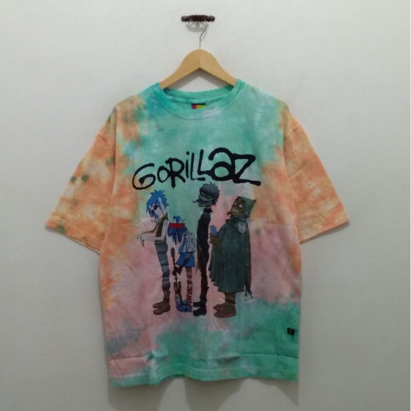 KAOS BAJU BAND GORILLAZ FAWN TIE DYE TSHIRT OVERSIZE