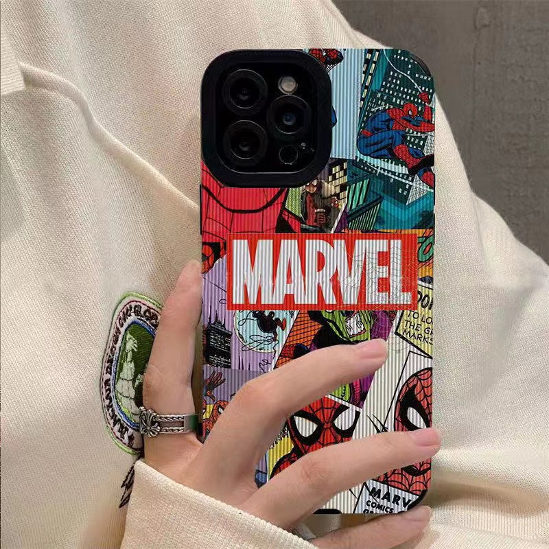 Ins Pola Spiderman Cocok Untuk Iphone14 14pro 14Plus 14prm Iphone13 13pro 13prm iPhone 11 7Plus 8Plus Xr XS 12 Pro Max Empat Sudut Casing Ponsel Tahan Guncangan