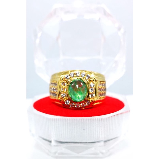 BATU CINCIN AKIK PERMATA ZAMRUD COLOMBIA ASLI NATURAL RING PERAK BANGKOK 926 PAKAI