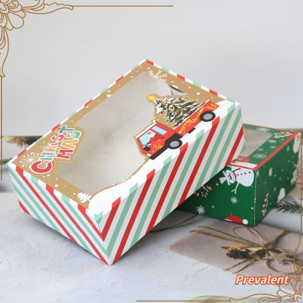 Preva4/8/12pcs Kotak Hadiah Natal Aksesoris Rumah Tahun Baru PVC Window Candy Box