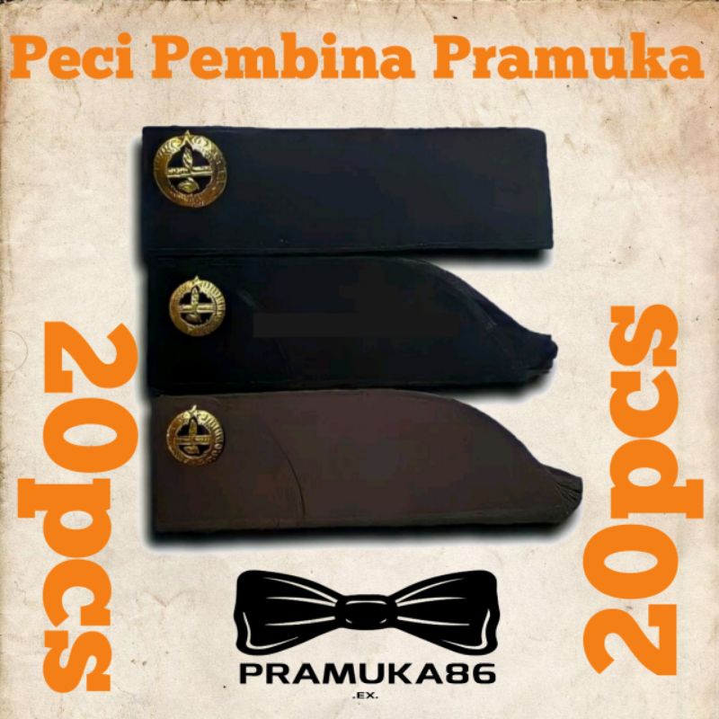 (20pcs) Peci Pembina Pramuka + Pin (Tanda Topi/Krwang) - Topi Peci pramuka Pembina