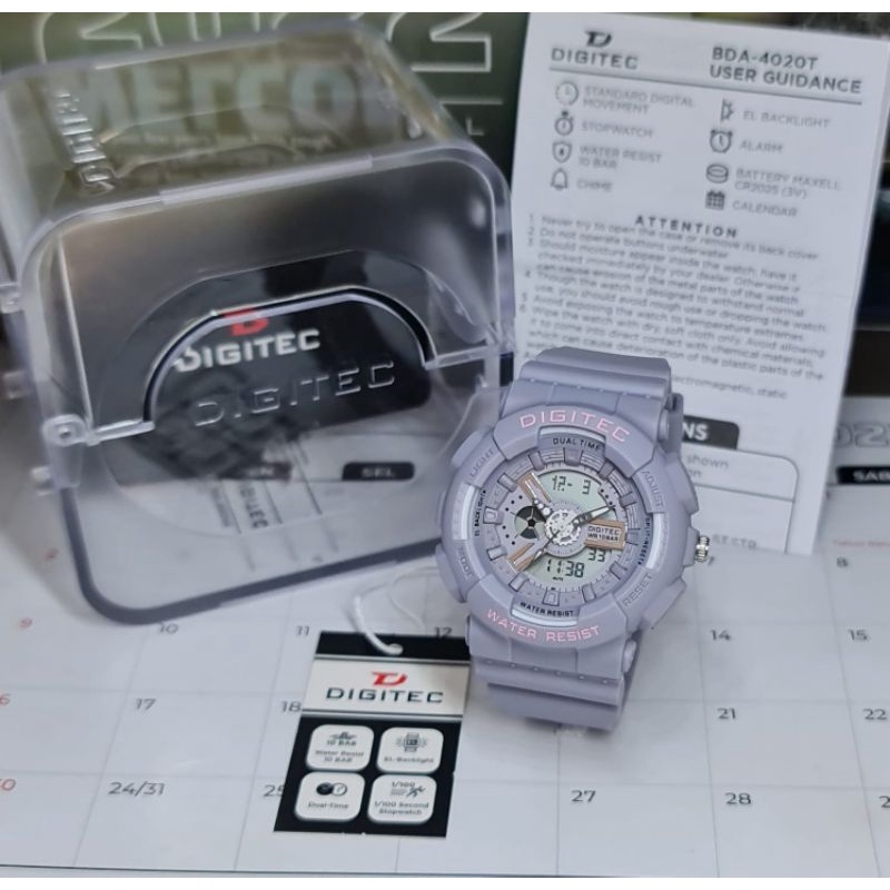 JAM TANGAN PRIA DIGITEC 4020 ORIGINAL RUBBER DOUBLE TIME || DIAMETER 4.3CM ||