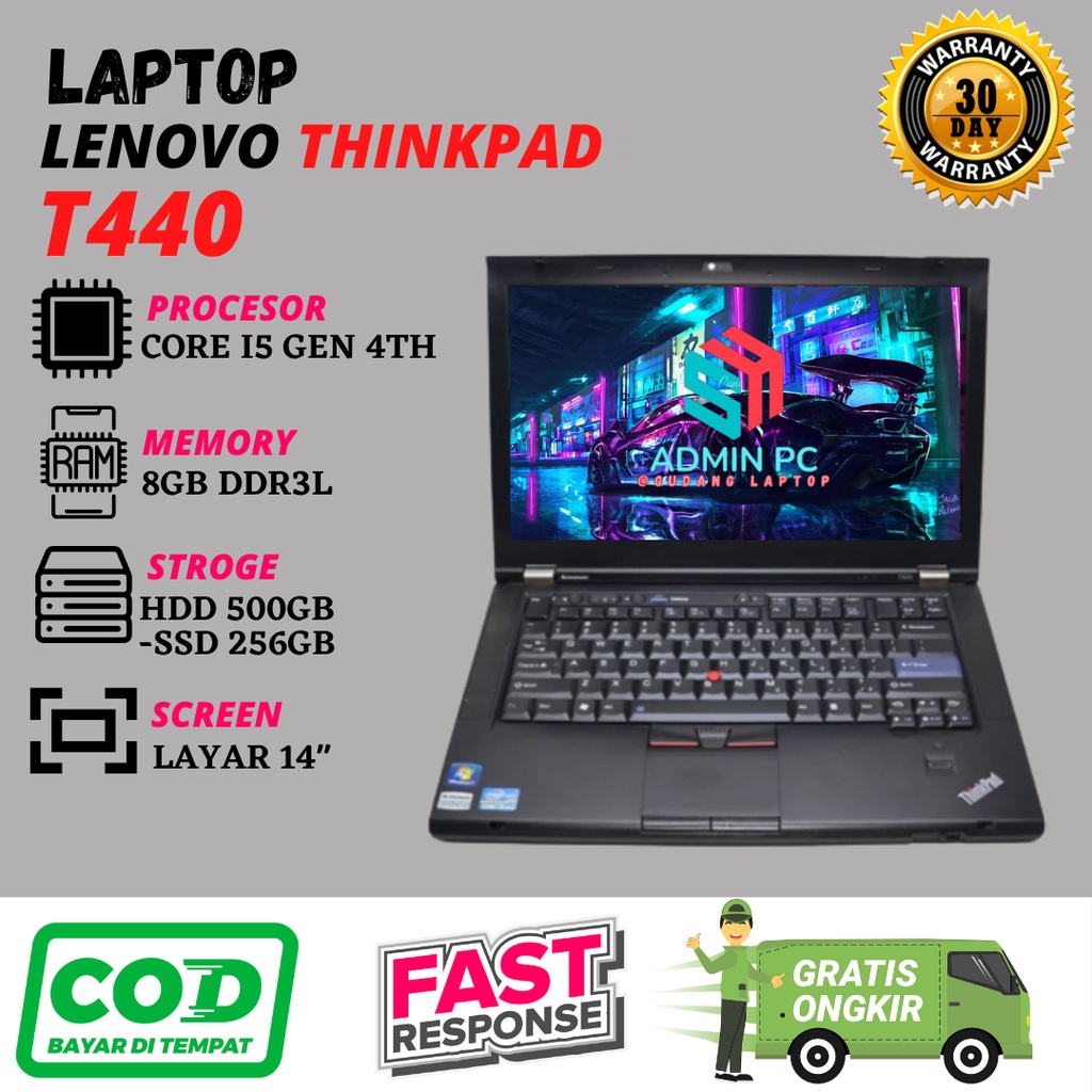Laptop Lenovo Thinkpad T440 Intel Core I5 Gen 4 Murah Bergaransi