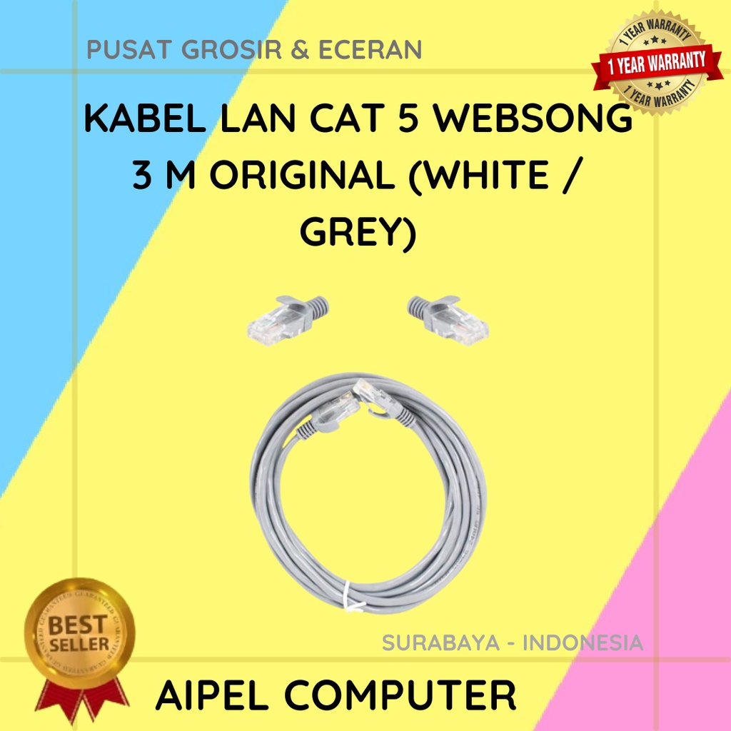 KL5W3 | KABEL LAN CAT 5 WEBSONG 3 M ORIGINAL (WHITE / GREY)