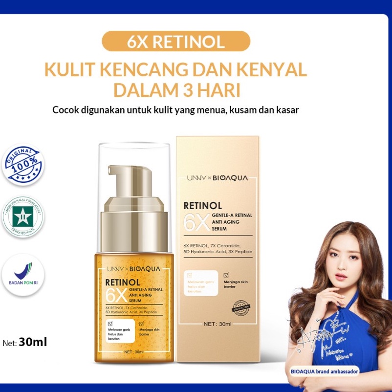 [ Grosir ] BIOAQUA 6X Gentle-A Retinol Serum Anti Aging 30ml