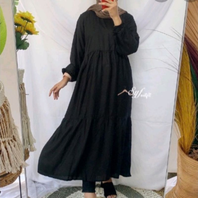 Gamis midi dress hitam