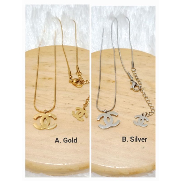 TNJ12. Kalung Channel Titanium dewasa lapis emas anti karat