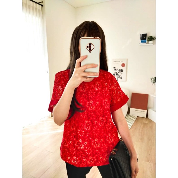 Alice top - Atasan wanita / blouse cewe / blus cewek / atasan merah red / baju wanita big size kemej