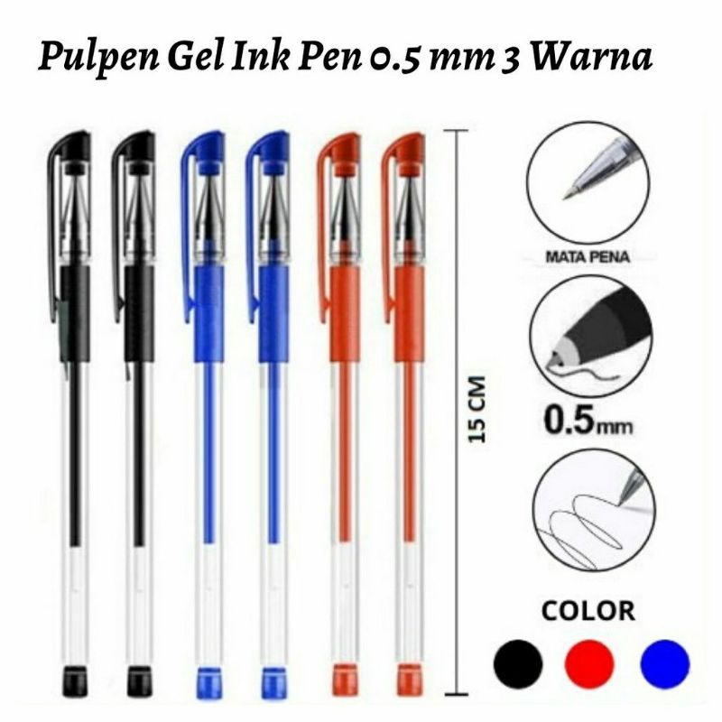 

Pulpen gel ink 0.5mm 3 warna/alat tulis kantor ballpoint tinta ink/pensil tulis halus