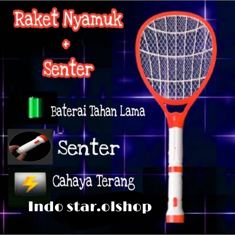 Raket Nyamuk+Senter/Nyamuk Killer Super Efektif/Rechargeable⭐Indo star.olshop⭐