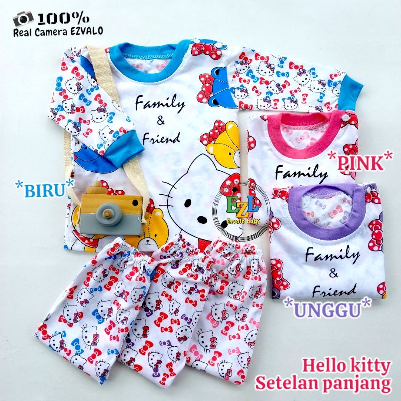 SETELAN BAYI PEREMPUAN KAOS OBLONG PIYAMA KANCING BAHU LENGAN PANJANG