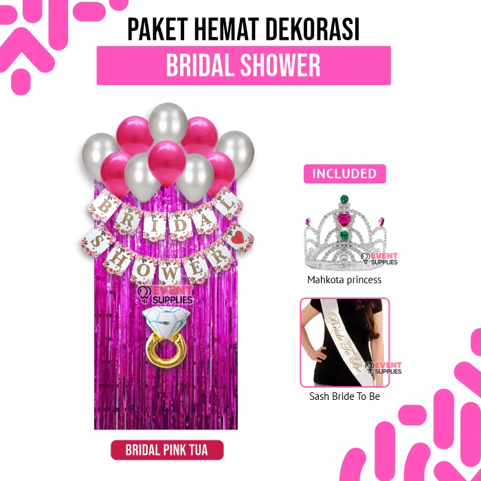 Paket Dekorasi Bridal Shower Plus Mahkota Dan Selempang Bride To Be Dekorasi Bride To Be Dekorasi Wedding