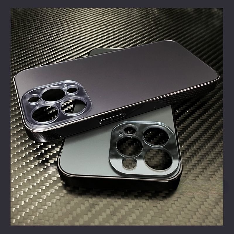 IPHONE High-end Bisnis Electroplated Dark Purple Case Untuk Iphone14 11 13 12 Pro Max Casing Pelindung 14plus Jatuh-Bukti Minimalis Penutup Belakang