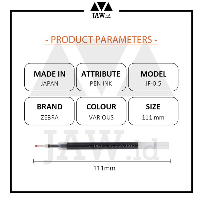 JAW.id Zebra Refill Gel Pen Pulpen Bolpen Zebra Sarasa 0,5 mm