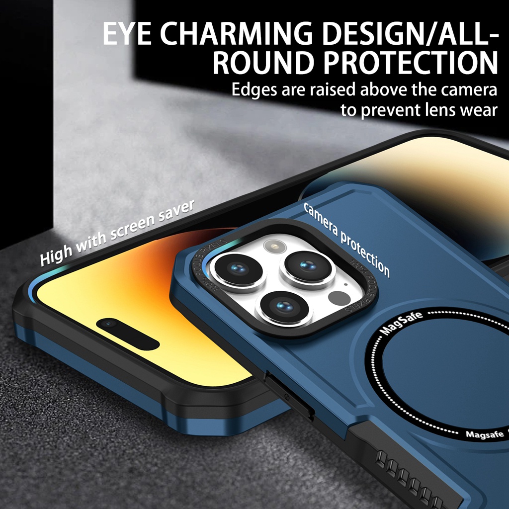 New !! Premium Dark Blue 360 ° drop proof Magnet shell for the new iPhone 14 13 12 11 Pro Max model, higher than the lens protective film 11 Pro Max advanced fashion matte shell