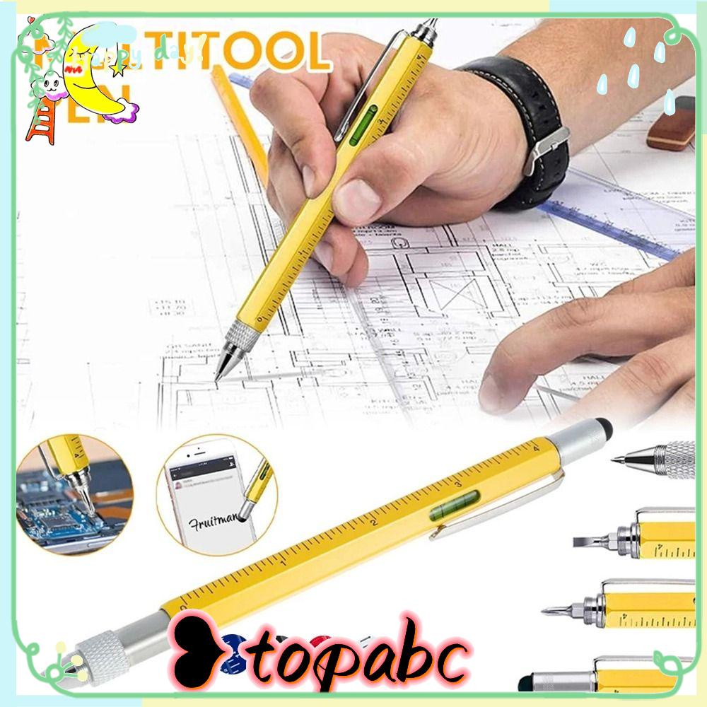 Top 2Pcs Pen Multifungsi Perlengkapan Menulis Obeng Penggaris Gadget Layar Sentuh Woodworking Pen