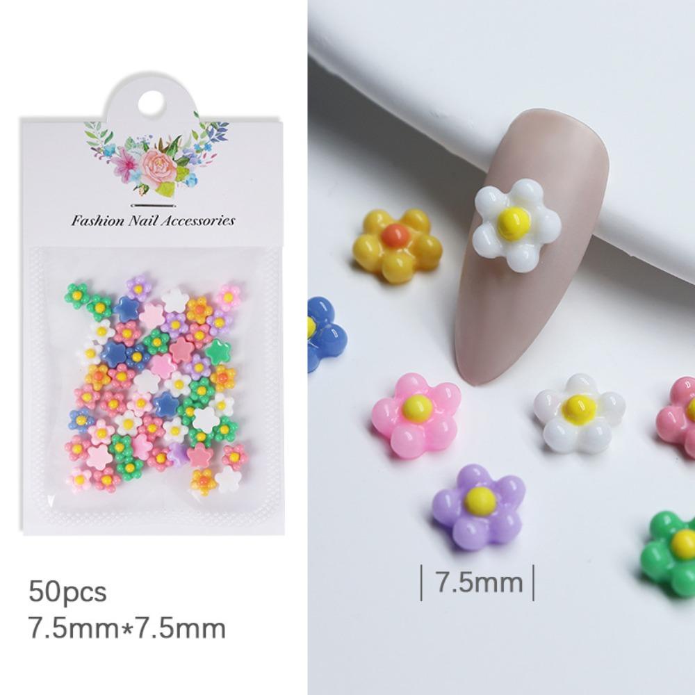 AUGUSTINA Agustina Bunga Dekorasi Kuku Wanita Warna-Warni Resin Fashion Manicure Aksesoris Hiasan Kuku 3D Nail Jewelry