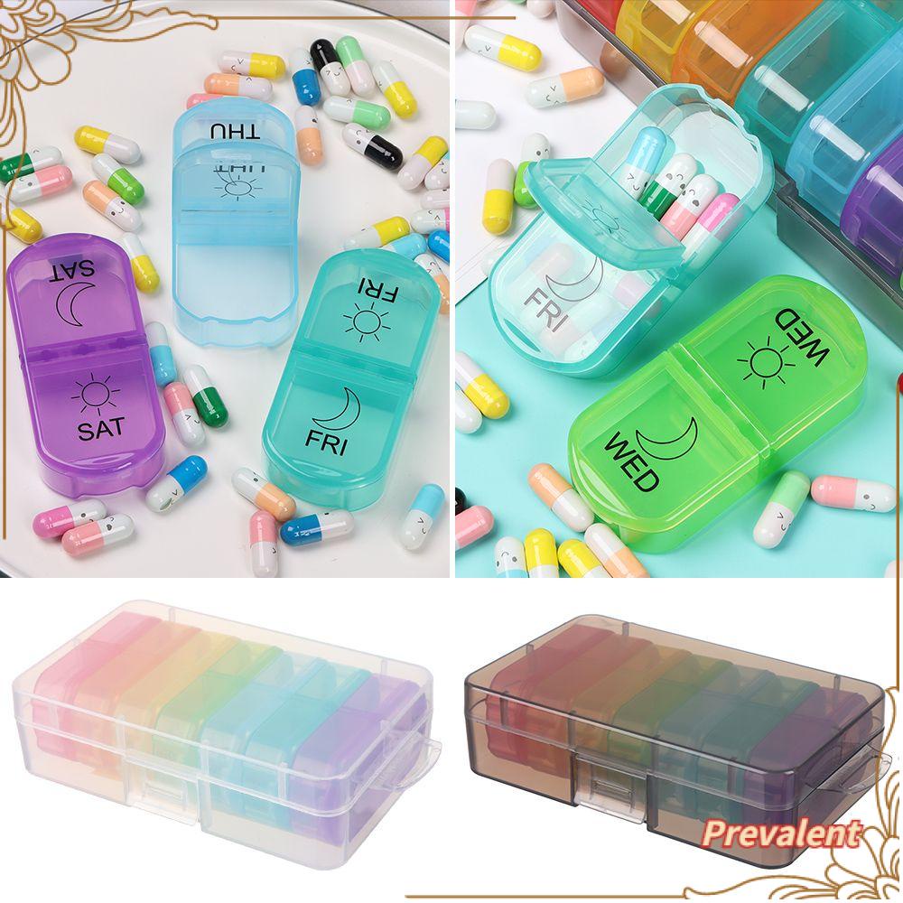 Preva Pill Box Plastik Warna Pelangi Dispenser Obat Kapasitas Besar Warna Pelangi