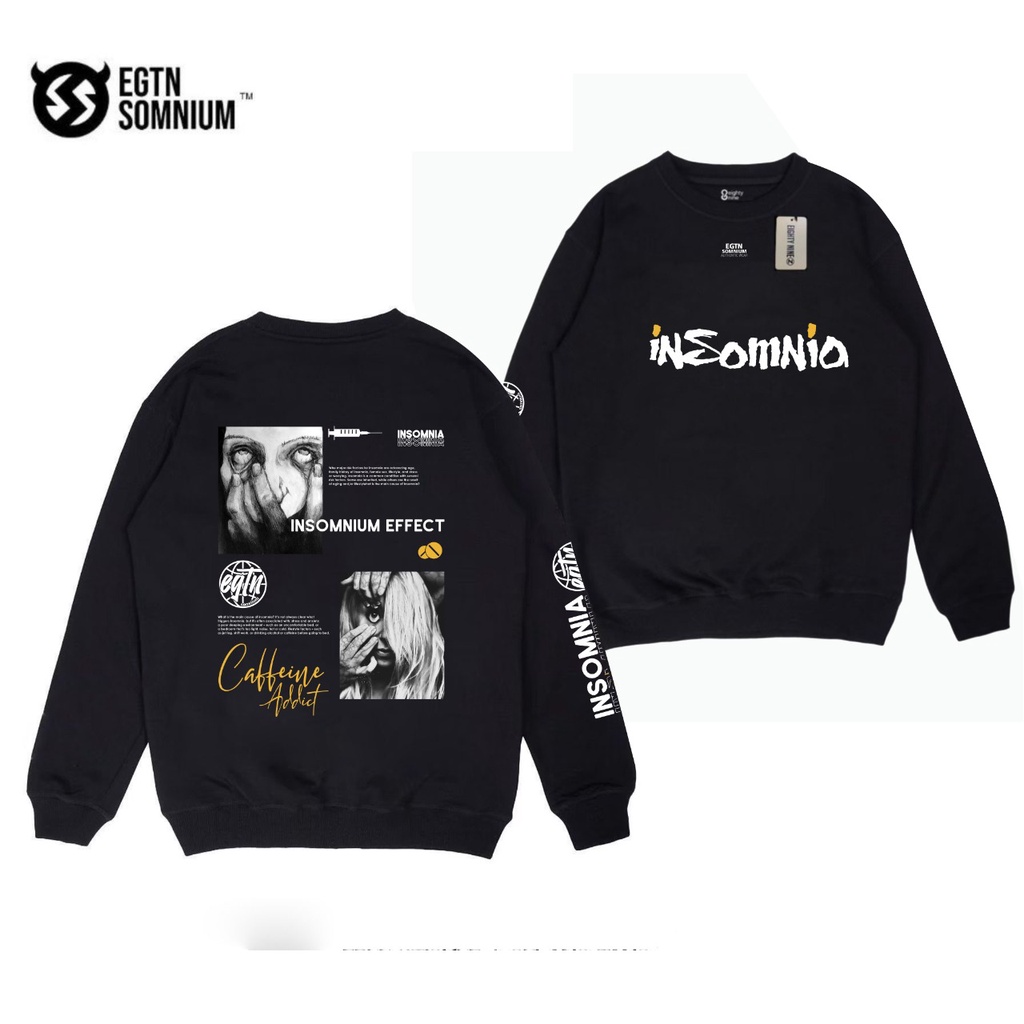 [INSOMNIA] Sweater Crewneck Metal INSOMNIUM Pria &amp; Wanita Distro Original Fleece Tebal Hitam Premium Size M L XL XXL