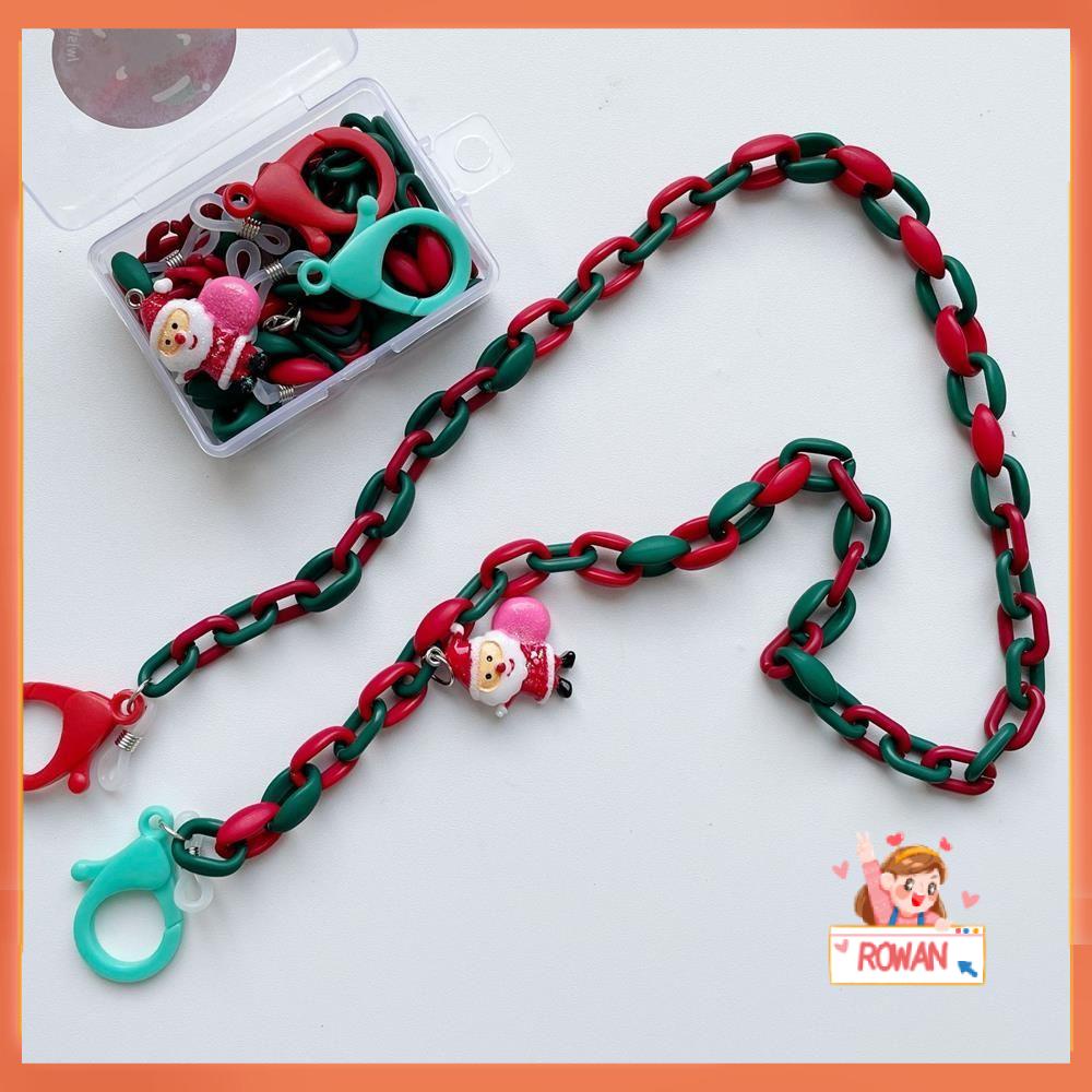 R-flower DIY Bahan Aksesoris Fashion Aksesoris Non-slip Santa Claus Kacamata Kalung Pola Natal Tali Leher Neckband Kacamata Lanyard