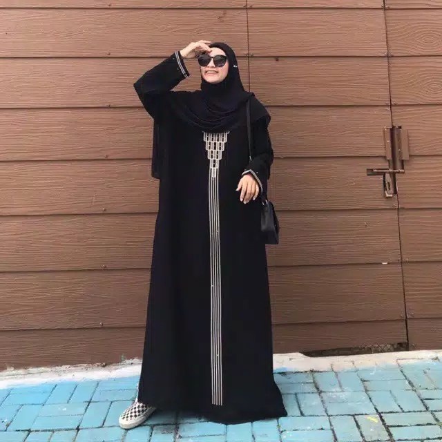 Abaya Gamis Abaya Turkey Ym deFashion Piramid Jetblack Hitam Muslim Wanita - S(G8E5) Abaya remaja 13