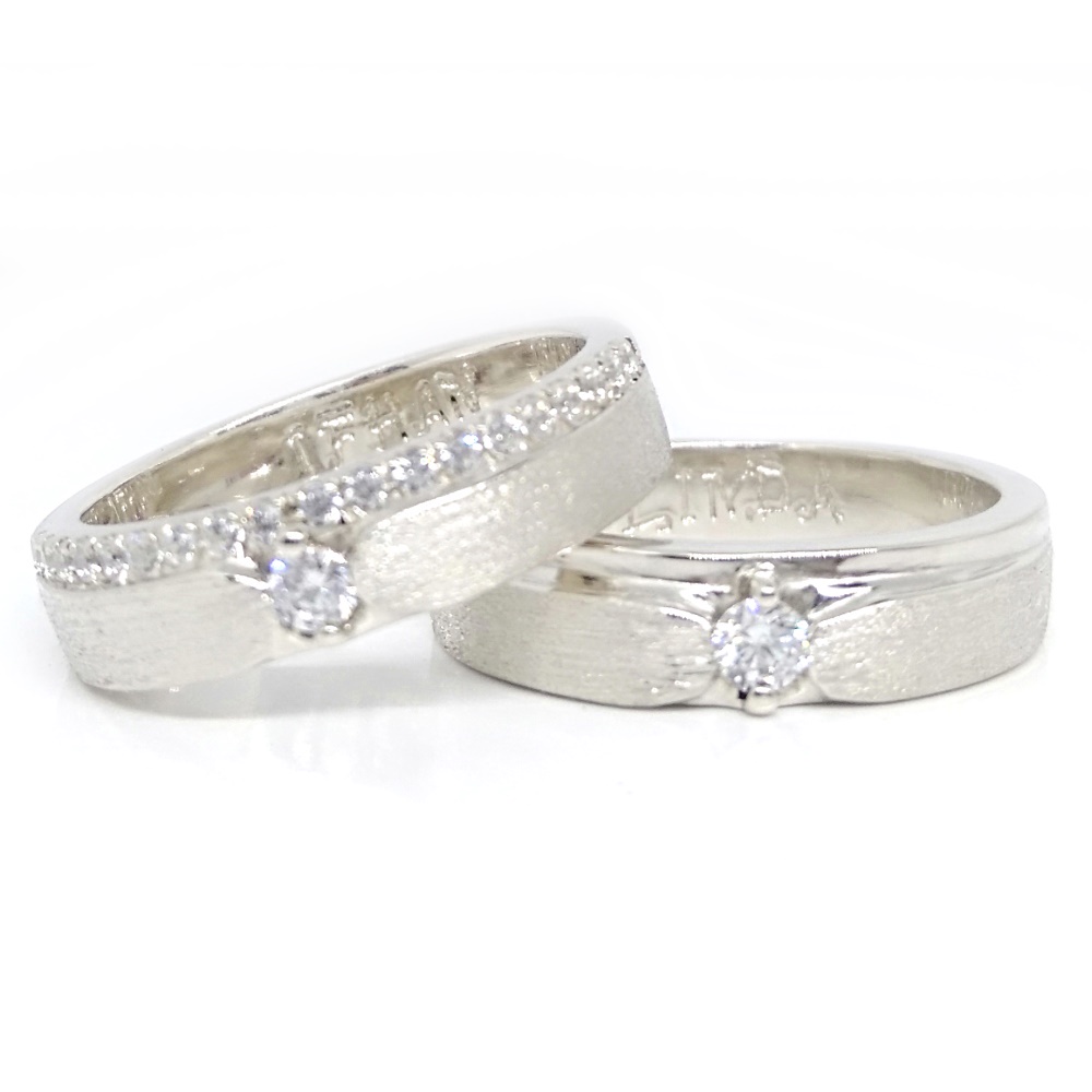 Cincin Couple Palladium Asli Kadar 1.2K Gratis Ukir Nama A232