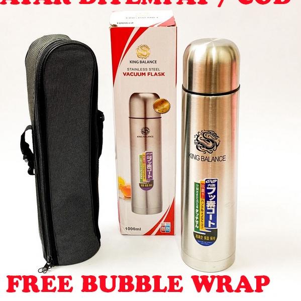 Harga Bersahabat.. Termos Air Panas 1 Liter 750ml 500ml Stainless Mini Dingin Pencet Free Tas