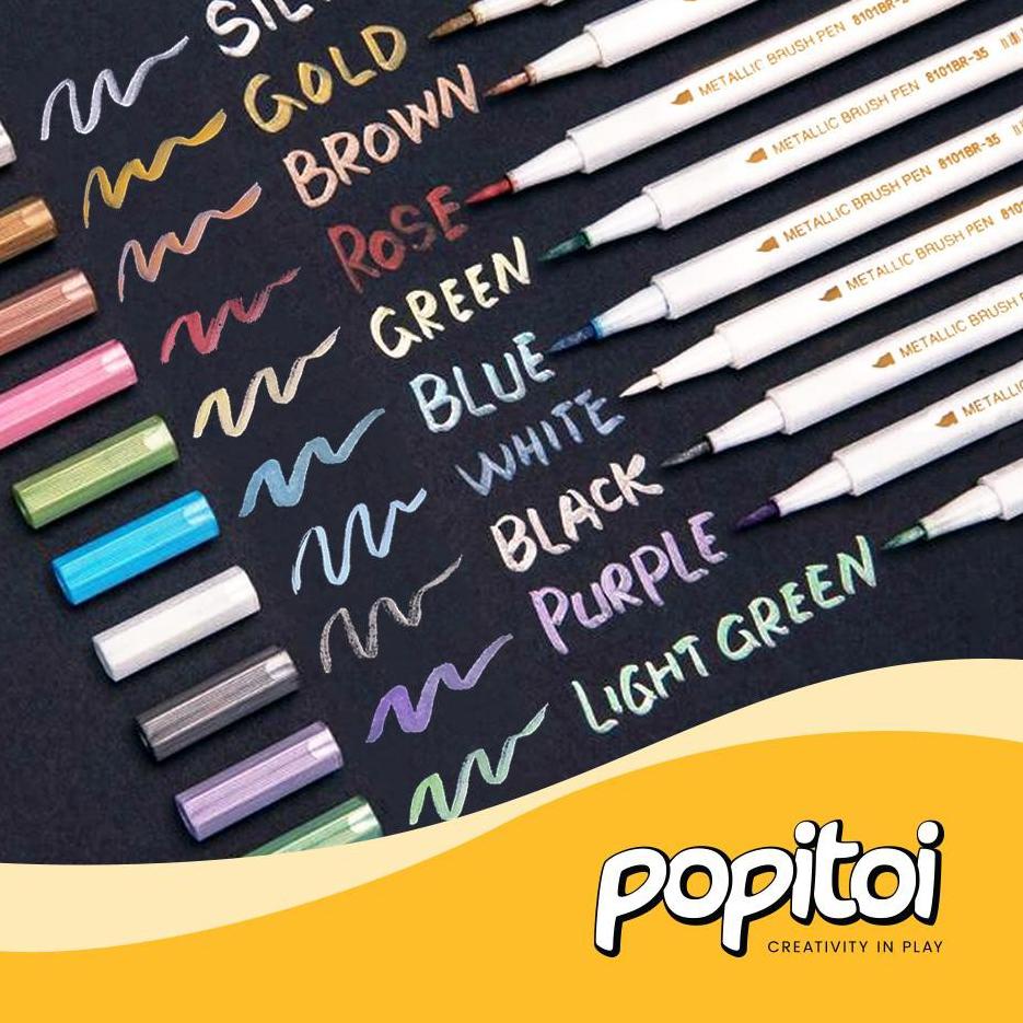 

✔ STA Metallic Brush Pen Set 10 Colors Spidol metalic metalik non Joyko Hot Sale