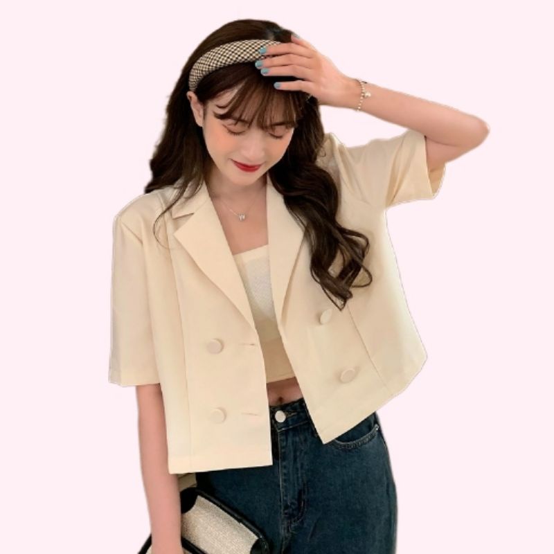 Blazer Korea lengan pendek/  pakaian korea/ baju korea/ S M L XL